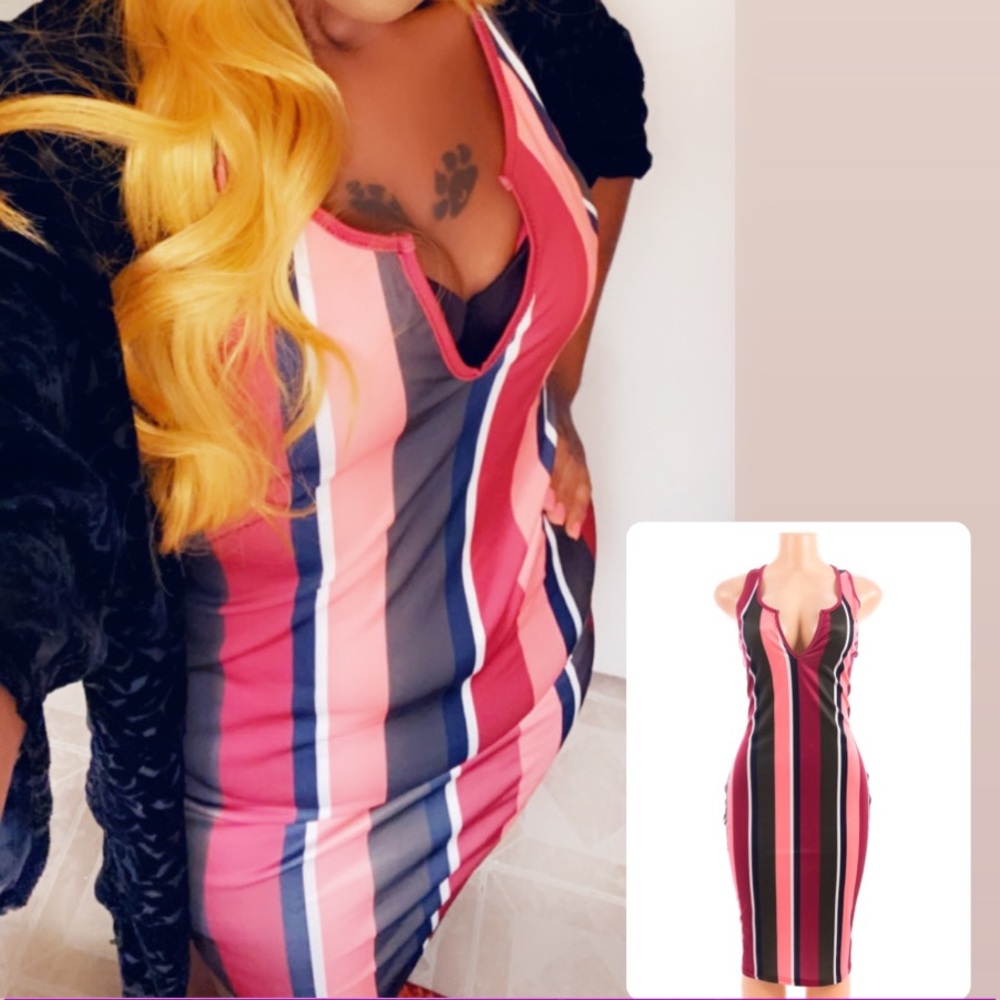 Plum striped mini dress